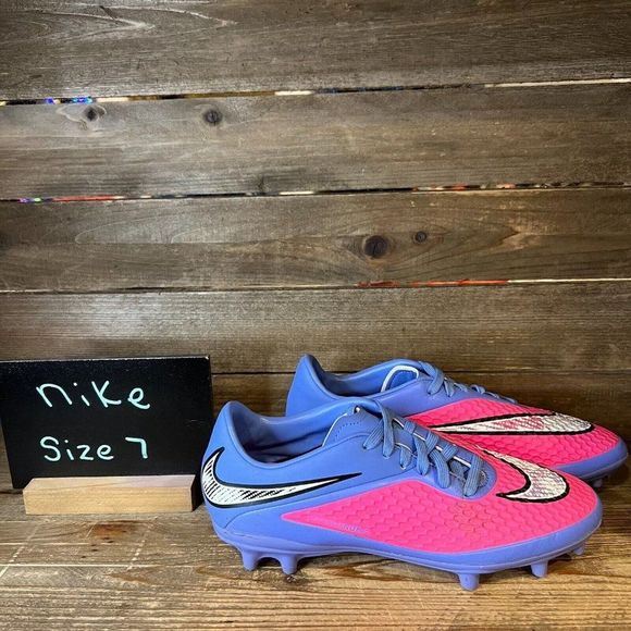Womens Nike Jr. Hypervenom Phelon FG Pink Pow Polar Soccer Cleats Shoes Size 7 M - Picture 1 of 6